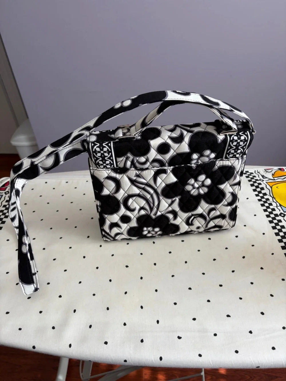 Vera Bradley Black & White Quilted Floral Crossbody - Picture 2 of 11